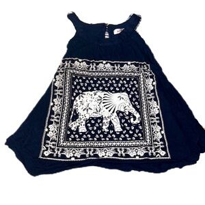 Elephant Print Tank Top Bandana Navy Blue